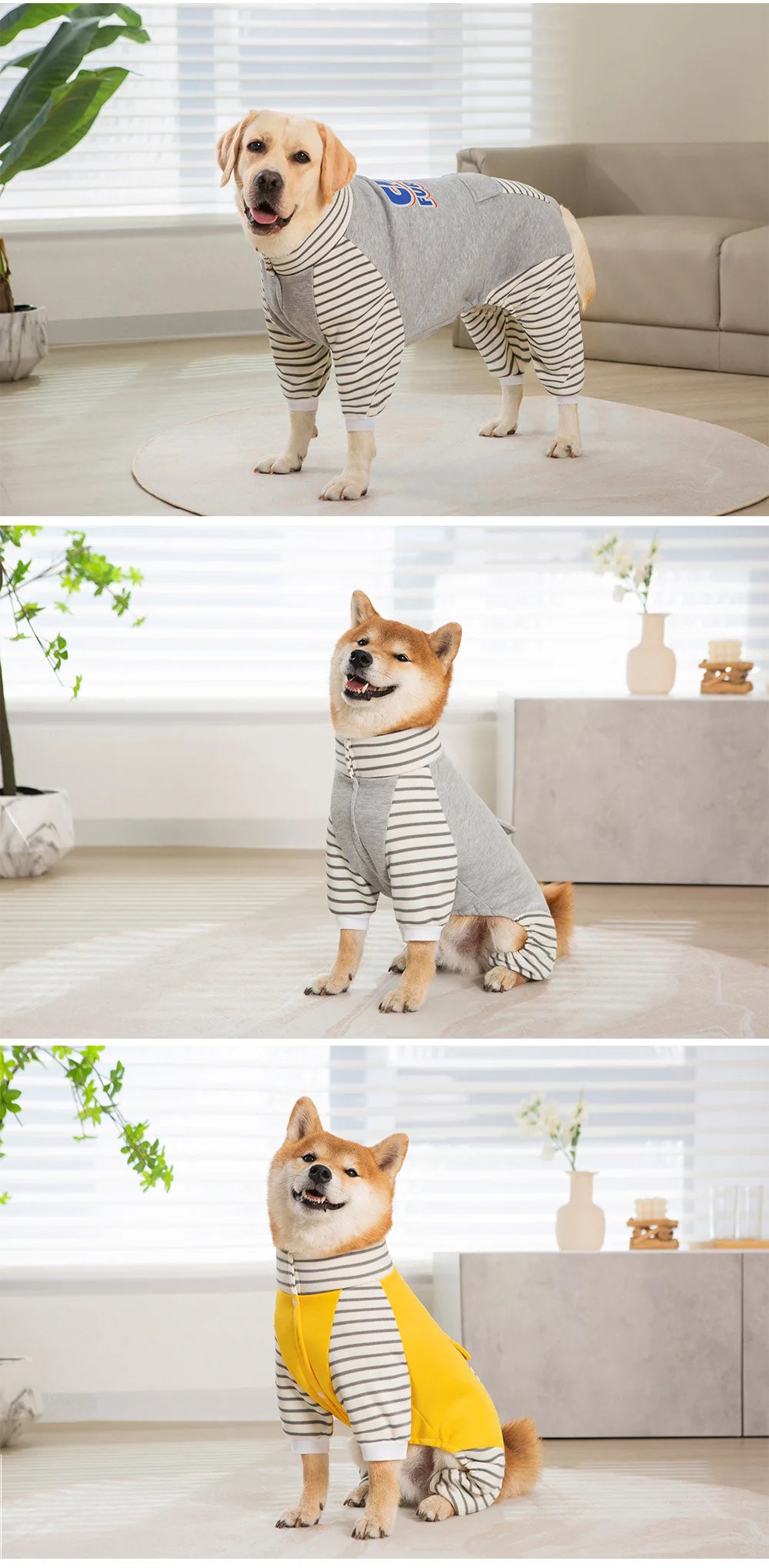 Striped Turtleneck Dog Jumpsuit