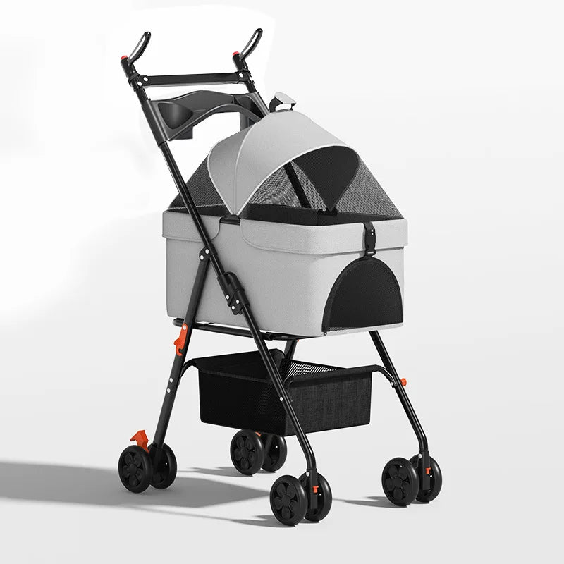 Detachable Lightweight Foldable Pet Cart for Teddy Dogs & Cats — Small Outdoor Going-Out Carrier