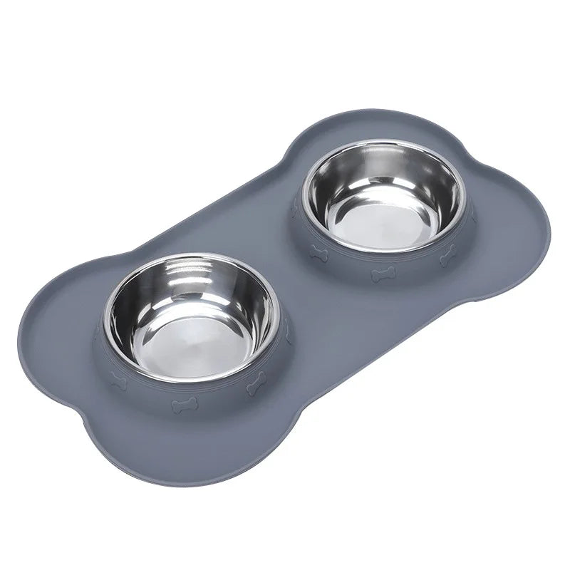 Stainless Steel Double Pet Bowl Set