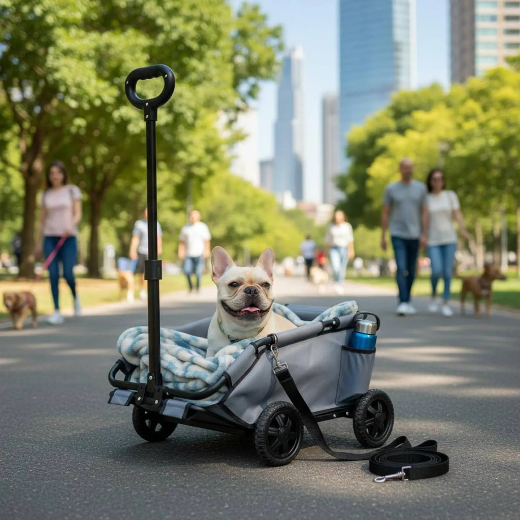 Lightweight Foldable 4-Wheel Pet Pull Wagon with Adjustable Handle for Dogs
