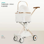 White High-View One-Click Foldable Pet Stroller for Small & Medium Dogs
