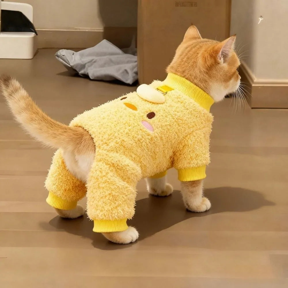 Warm Cartoon Animal Pattern Pet Jumpsuit — Cozy Soft Fleece Winter Dog & Cat Overalls