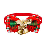 Christmas Bow Tie Collar with Bell (Red & Plaid Design)
