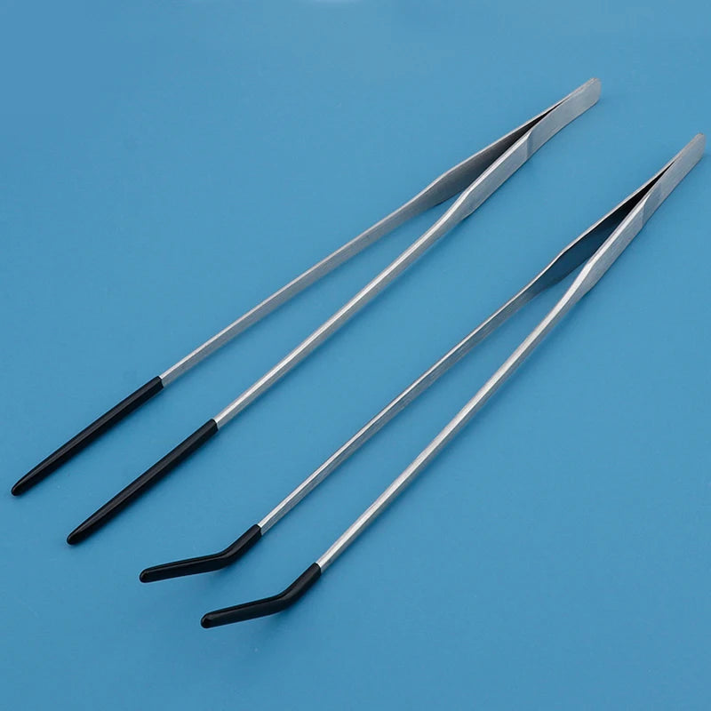 Stainless Steel Pet Feeding Tongs — Rubber-Tipped Tweezers for Reptiles