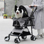 4-Wheel Pet Pram Buggy & Jogger Stroller with Rain Cover for Dogs & Cats