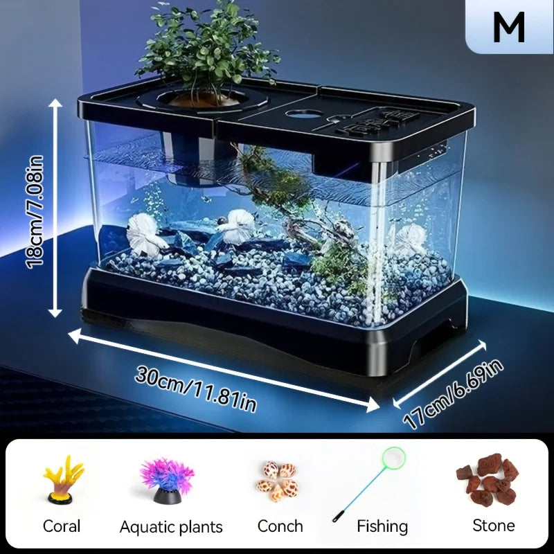 Large Transparent Aquarium Tank with Lid (Spill-Proof, Clear View)