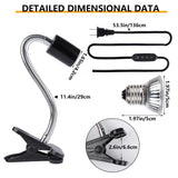 Clamp-On Reptile UVA/UVB Heat Lamp — Adjustable Basking Light for Lizards & Turtles