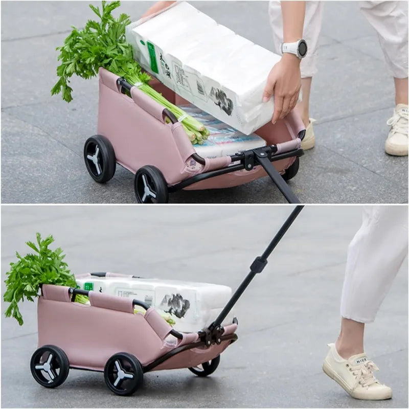 4-Wheel Folding Dog Stroller Handcart for Travel, Shopping & Walking — Pet Cart for Small Dogs & Cats