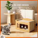 3-in-1 Cat Scratcher House with Bed & Play Cave
