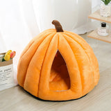 Pumpkin-Shaped Cat Bed (Four-Season Cushioned Nest)