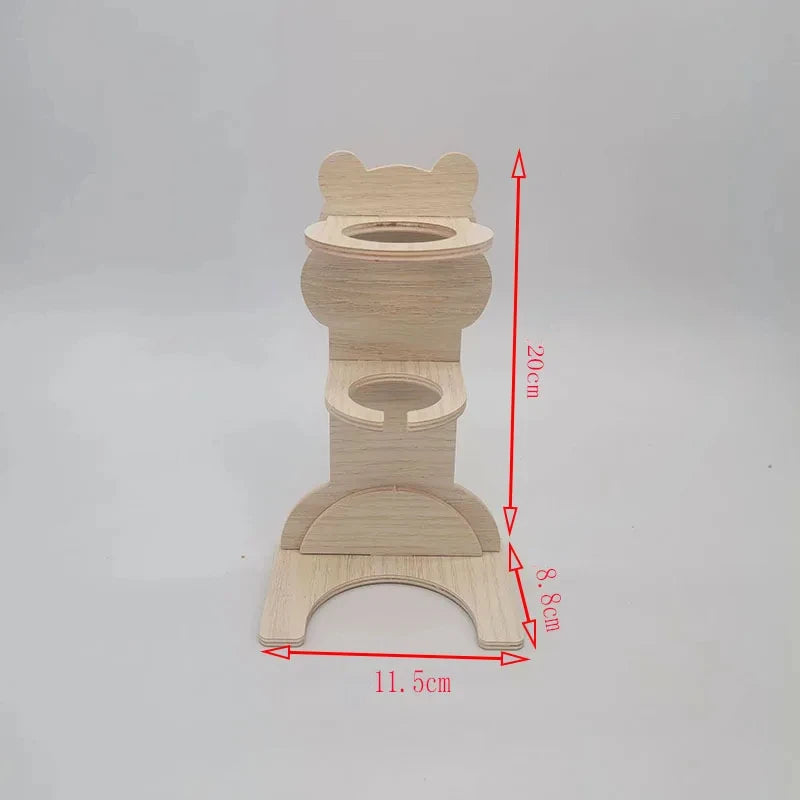Hamster Water Bottle & Wood Stand Set — Vertical Cage Dispenser