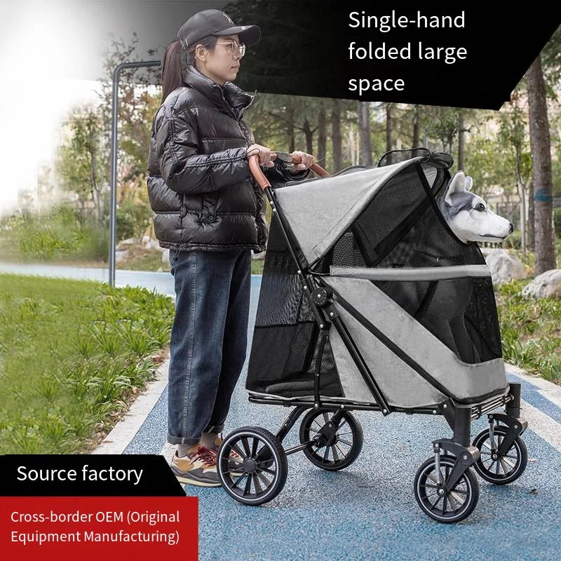 High-Capacity Pet Stroller for Elderly Medium & Large Dogs up to 55 kg