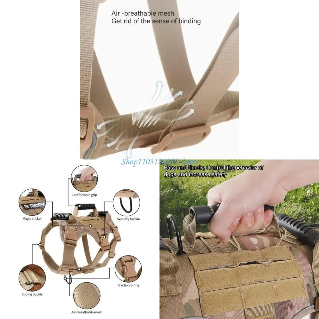 Escape-Proof Dog Harness N5KC (Heavy Duty, Training & Hiking, Adjustable)