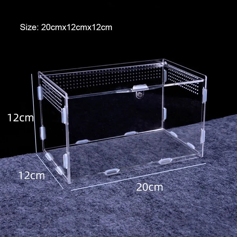 Acrylic Reptile Breeding Box — Magnetic Anti-Escape Feeding Cage