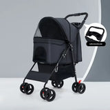 For Novayapetix Detachable 3 In 1 Foldable Pet Stroller Carbon Steel Frame 15kg Capacity Portable Lightweight Design Small