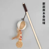 Feather Wand Cat Teaser with Wood Handle — Interactive Wand Toy