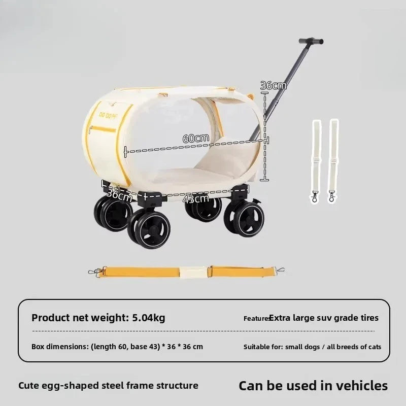 Transparent Foldable Pet Carry-On Suitcase Trolley for Cats & Dogs