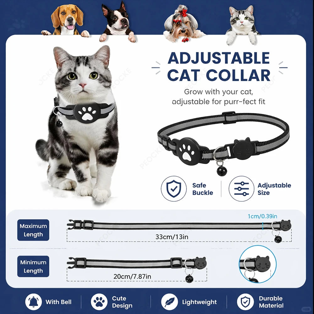 Lightweight Waterproof Cat Tracking Collar - Google Find Hub Bluetooth GPS Locator