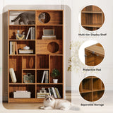 2-in-1 Wood Cat House Bookshelf with Litter Box Enclosure