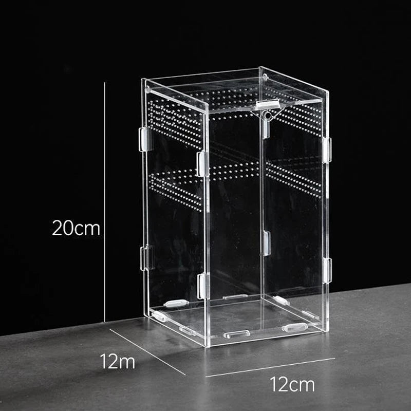 Acrylic Reptile Breeding Box — Ventilated Enclosure for Spiders & Small Reptiles