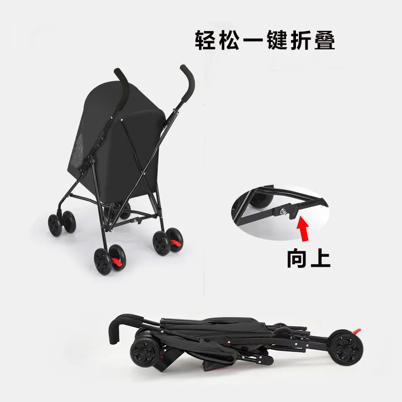 Ultra-Lightweight Compact Foldable Pet Stroller for Small Dogs & Cats — Travel, Shopping & Daily Outing Carrier