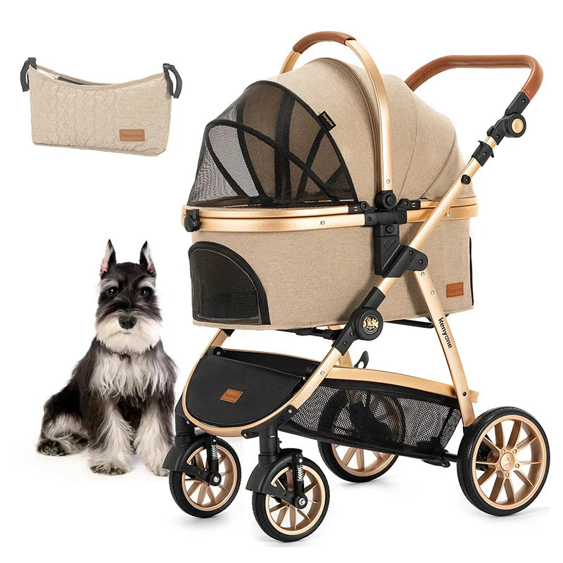Luxury Pet Stroller with Removable Carrier for Small & Medium Dogs
