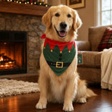 Christmas Tie-On Dog Bandana (Red & Green, Adjustable)