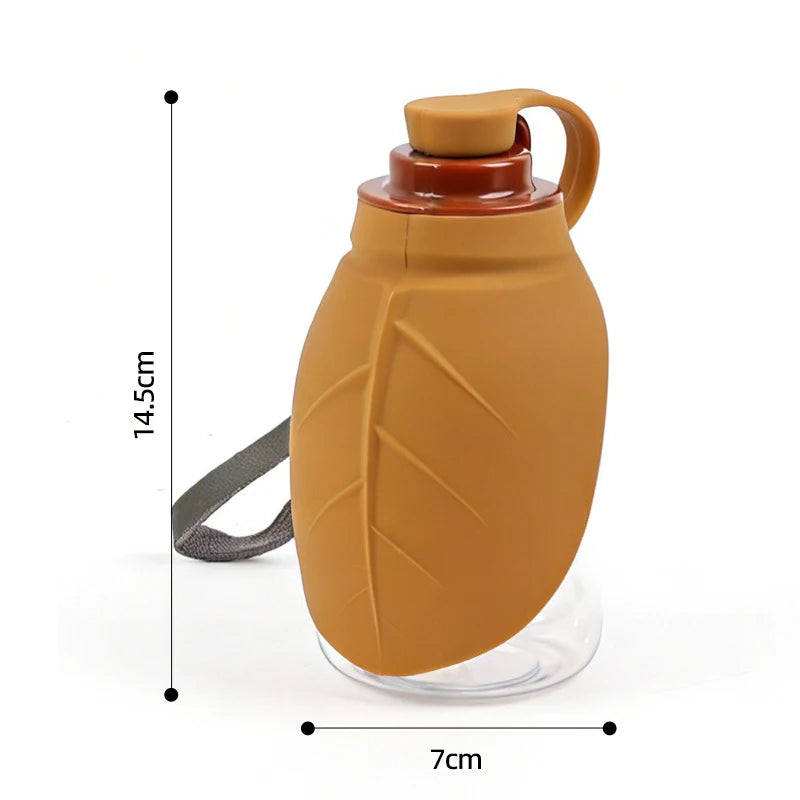 Foldable Dog Water Bottle (300ml, Silicone, Leaf Design, Outdoor)
