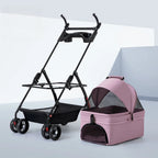 4-Wheel Foldable Dog & Cat Stroller with Cup Holder & Detachable Carrier