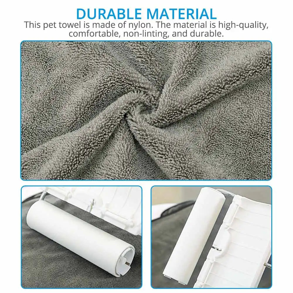 Large Nylon Pet Towel with Pocket Design — Non-Linting, Fast-Absorbing