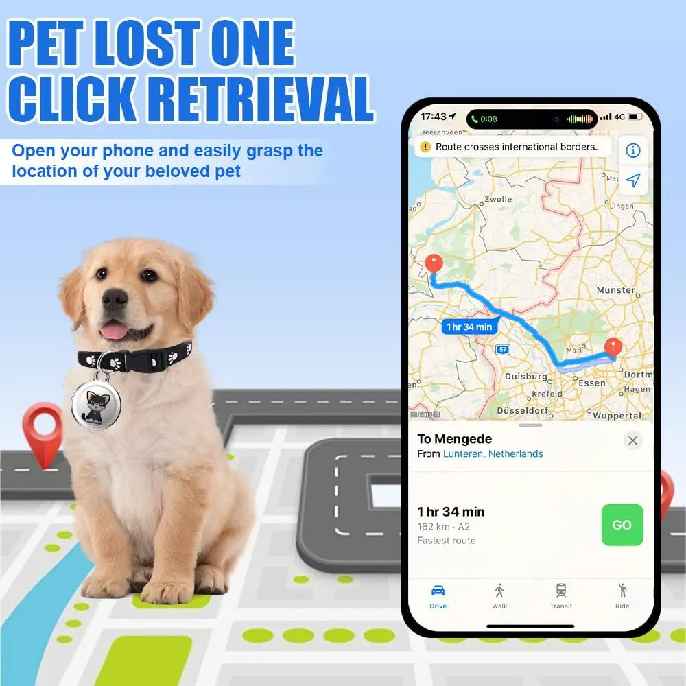 Mini GPS Cat & Dog Tracker Collar - Waterproof Real-Time, No Monthly Fee