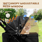 All-Terrain 4-Wheel Double Pet Stroller for 2 Small Dogs with Canopy & Cup Holder