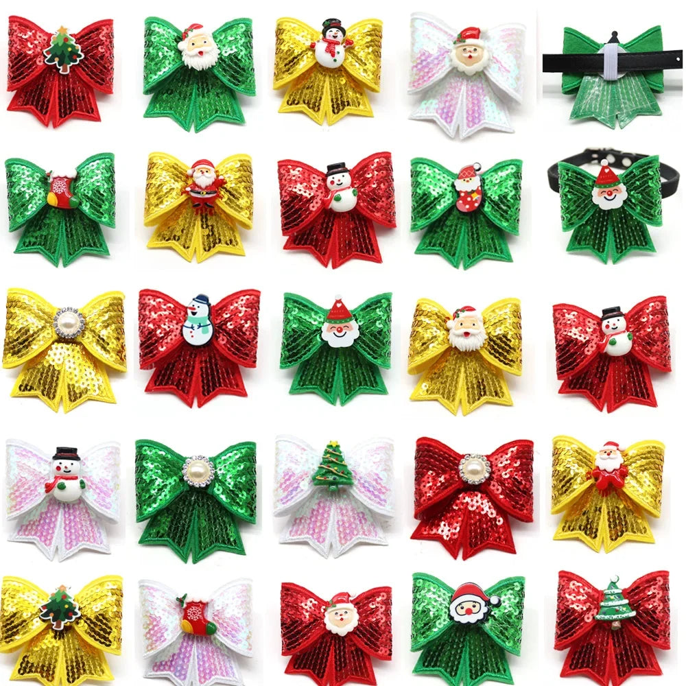 Christmas Shining Bow Tie Sliding Collar 50-Pack