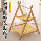 Solid Wood Double-Layer Cat Hammock Swing