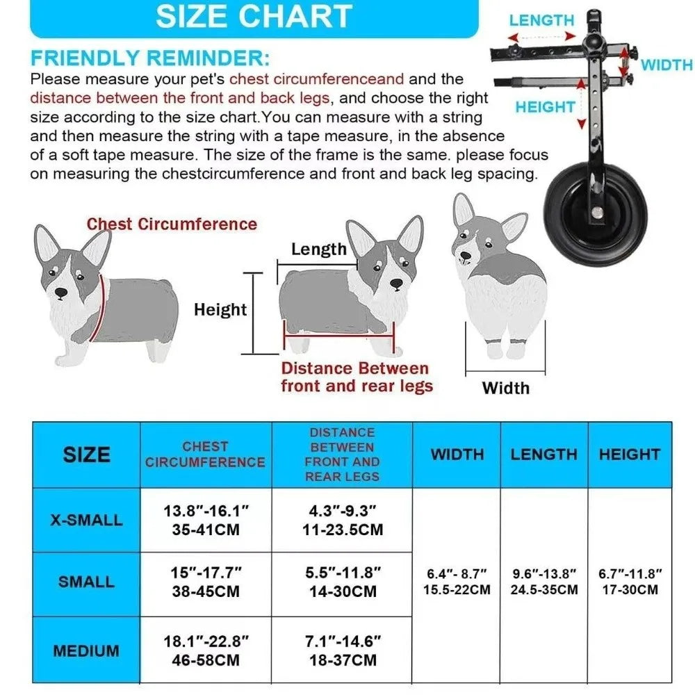 Adjustable Dog Wheelchair (Hind Leg Support, Breathable, Rehab)