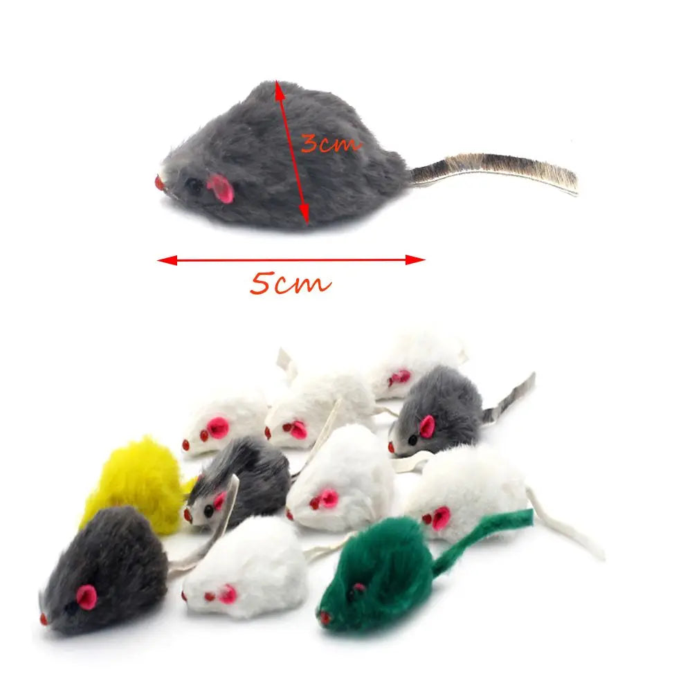 Rabbit Fur Mouse Cat Toys (10-Pack)