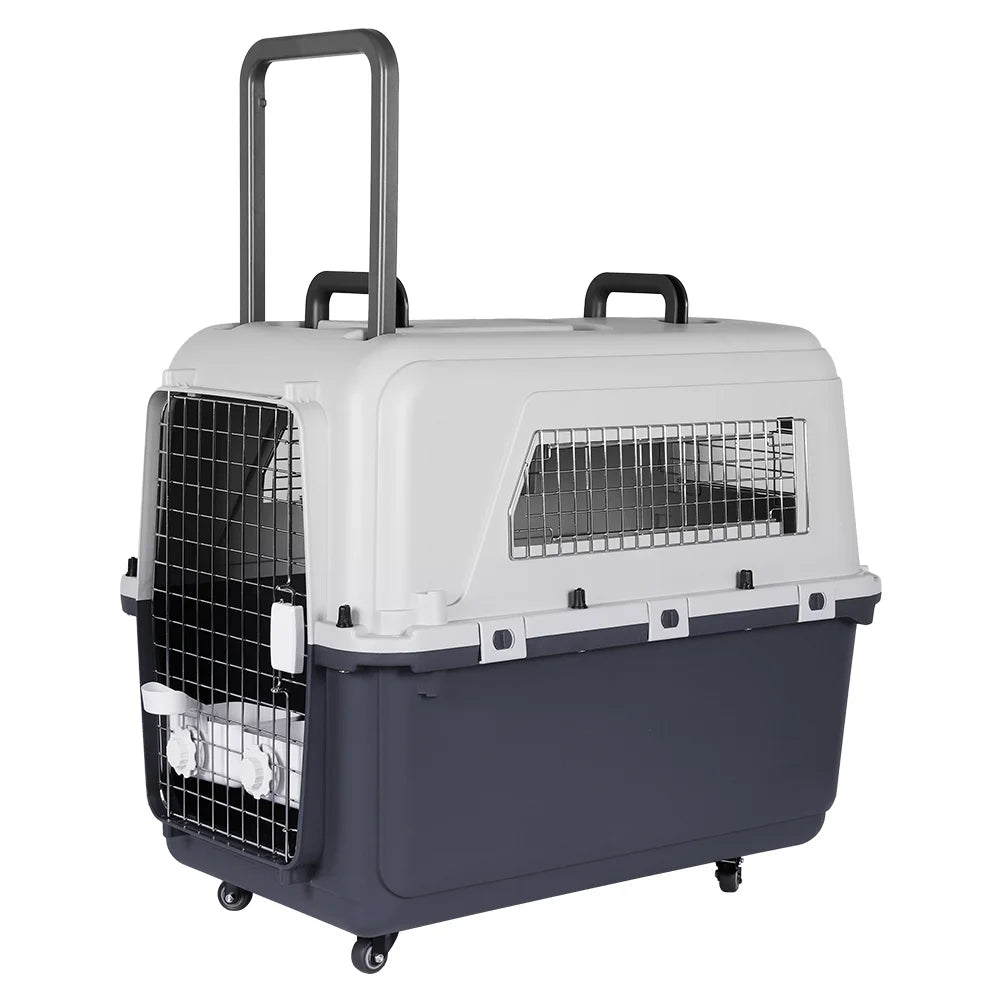 Airline-Friendly Dog Carrier Crate 33" (Hard Plastic, Large Pets)