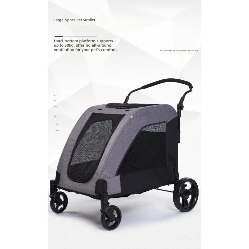 Lightweight Foldable Pet Stroller for Multiple Pets — Portable Durable Cat & Dog Travel Carrier