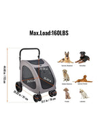 Heavy-Duty 4-Wheel Pet Stroller & Dog Carrier with 160 lb Weight Capacity