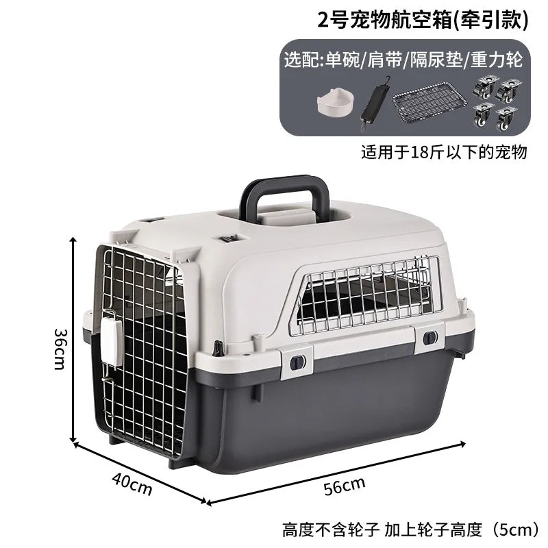 Large Airline-Approved PP Hard-Shell Pet Travel Crate & Portable Kennel for Cats & Dogs