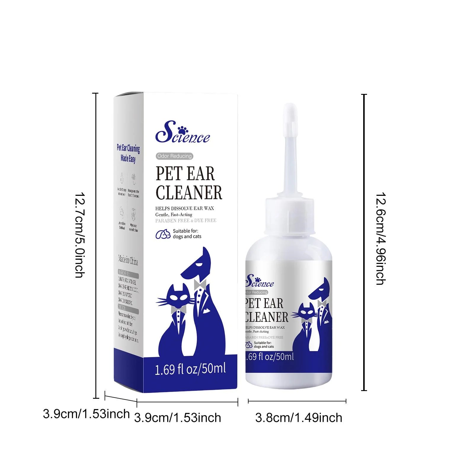 Gentle Pet Ear Drops — Alcohol-Free Mite & Earwax Solution, 50ml