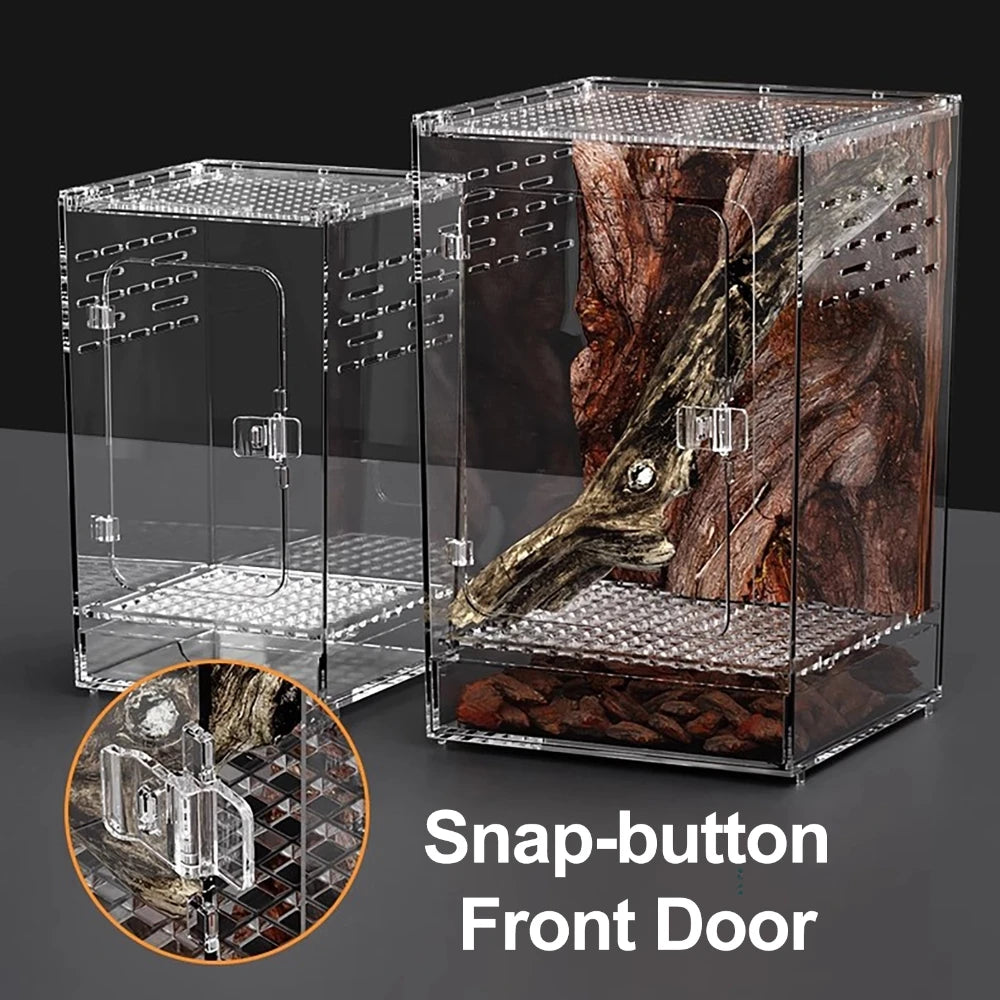 Acrylic Transparent Reptile Breeding Box — Ventilated Terrarium for Spiders & Insects