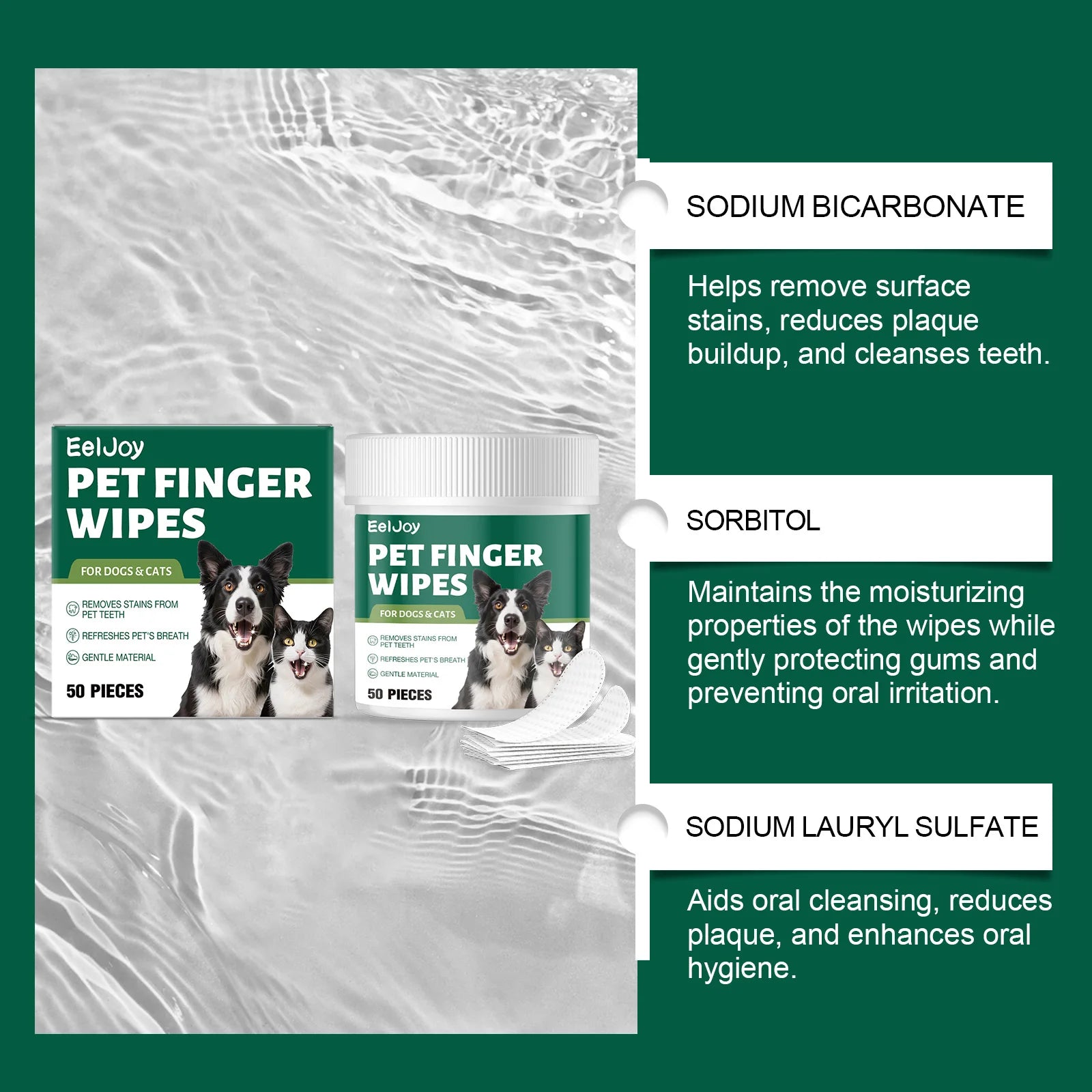Pet Teeth Cleaning Wipes — Removes Food Residue & Freshens Breath
