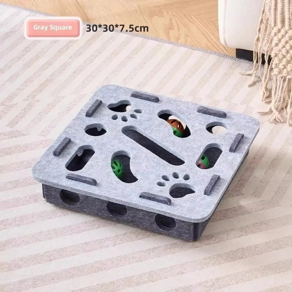 Cat Scratching Post with Felt Puzzle Box — 2-in-1 Enrichment Toy