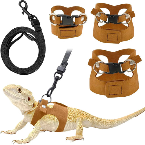 Bearded Dragon Harness & Leash Set — Adjustable Soft Leather Vest