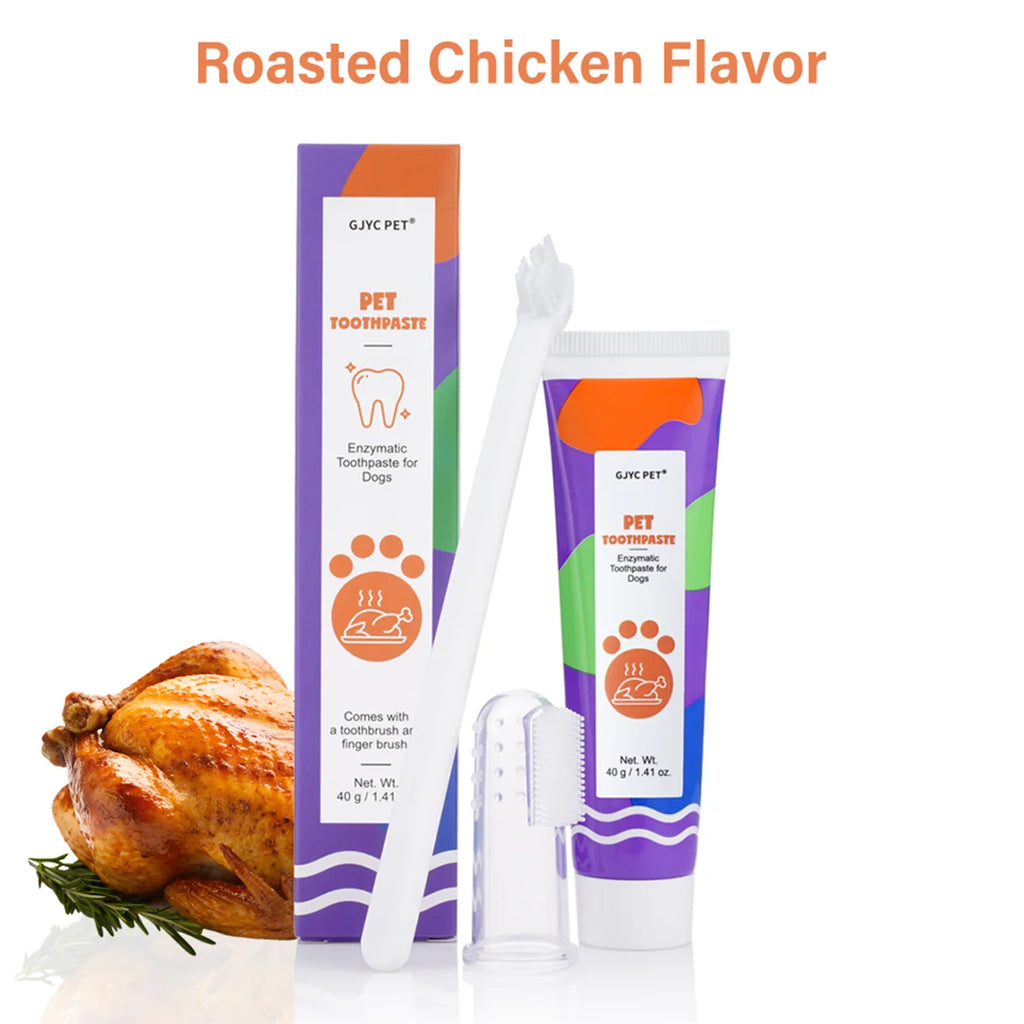 Enzymatic Dental Care Kit with Finger Brush — Roast Chicken Flavor