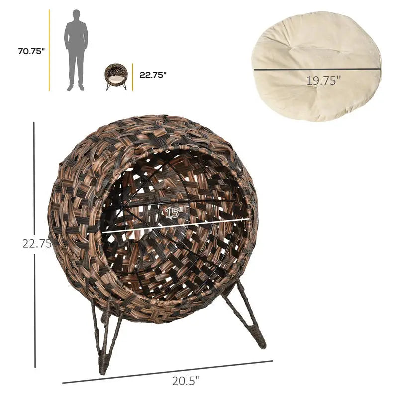 Hand-Woven Banana Leaf Cat Bed, 20.5 Inches