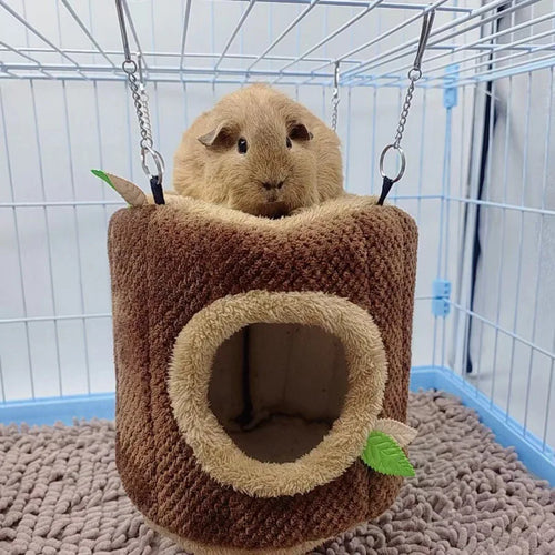Tree Stump Hammock Bed — Cozy Hideaway for Hamsters & Rats