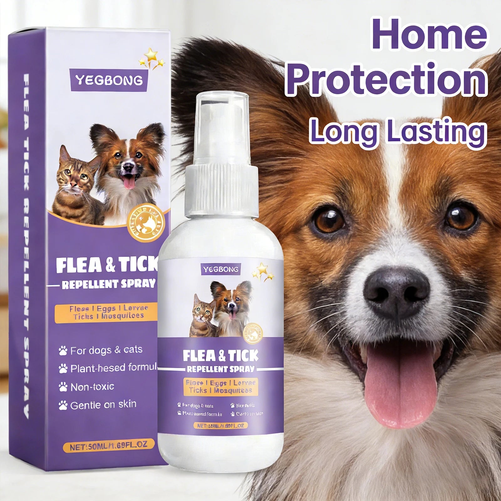 Flea & Tick Repellent Spray for Dogs & Cats — Mild, Waterproof Formula