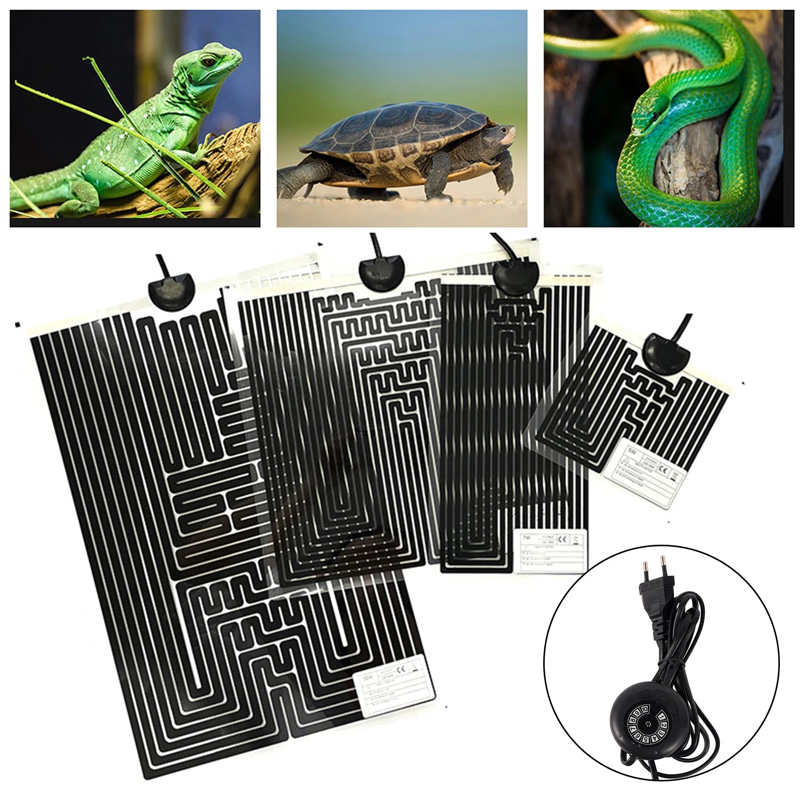 Adjustable Graphene Reptile Heat Mat — 10-Level Thermostat, 5W–45W